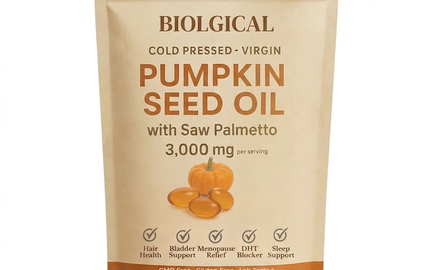 Biolgical Pumpkin Seed Oil Softgels, 60-softgel stand-up pouch