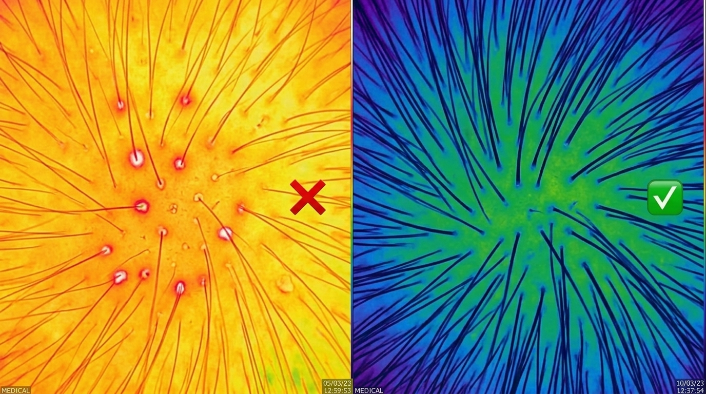 Scalp density scans before and after