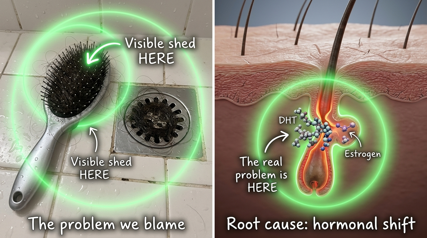 What we blame versus the real root cause at the follicle