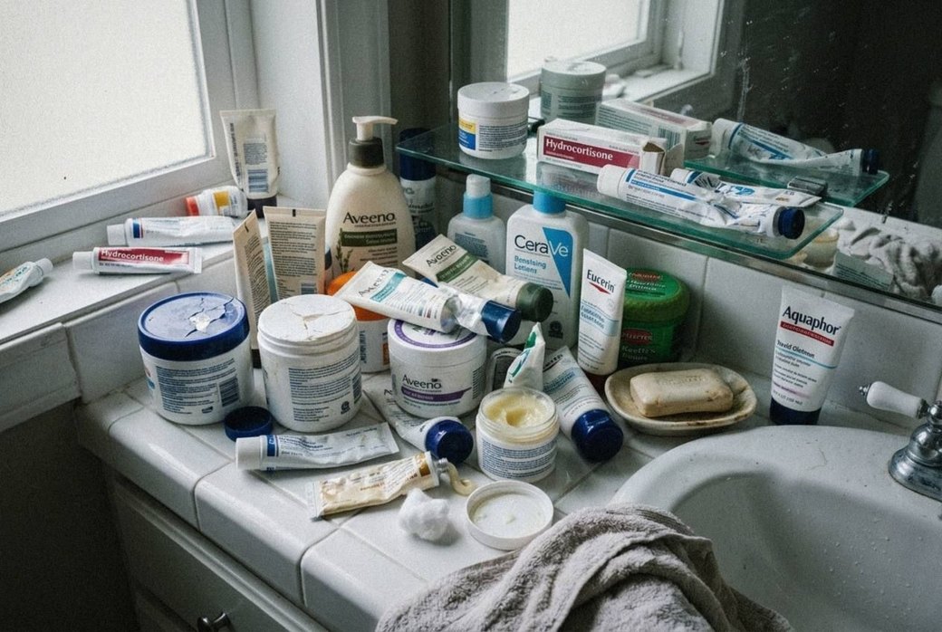 A cabinet full of eczema creams that never lasted