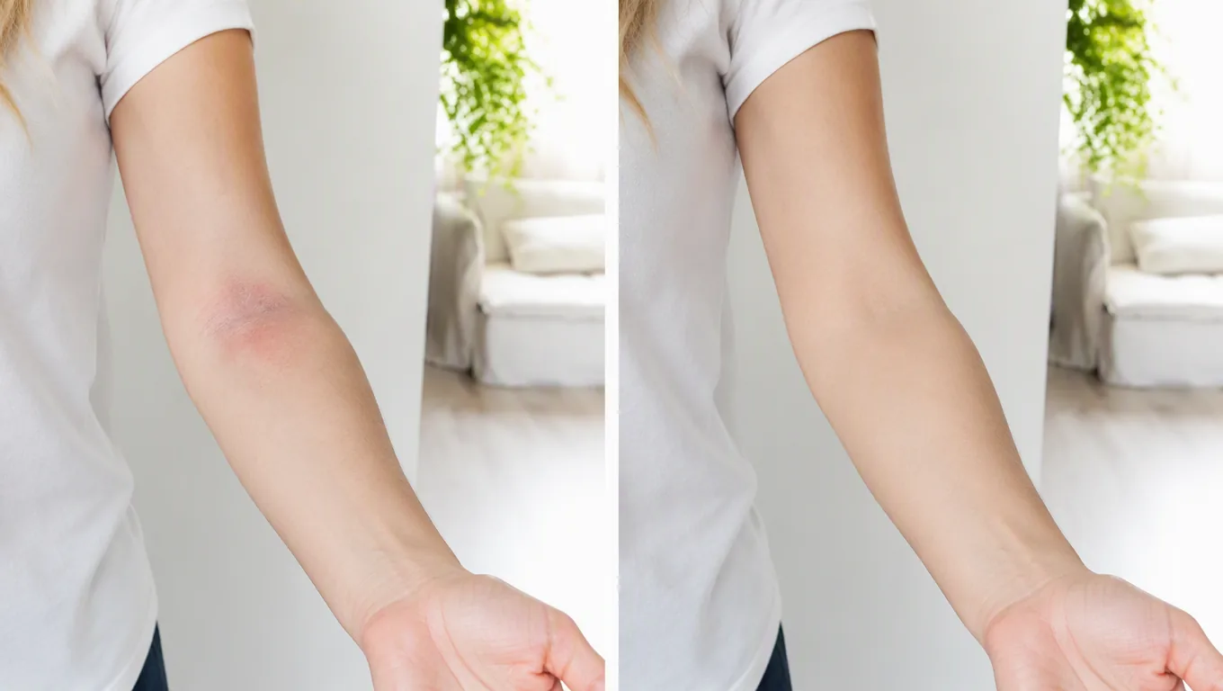 The same inner elbow before and after