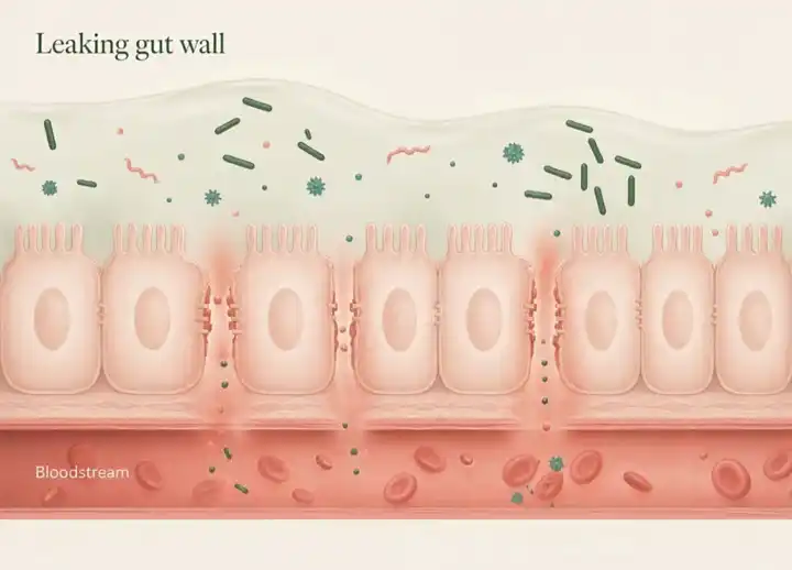 How a leaking gut wall lets particles into the bloodstream